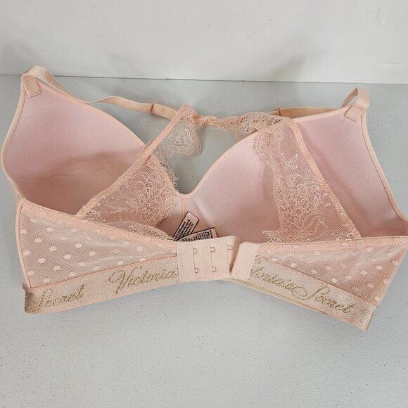 Victoria's Secret Bra 34DD T-Shirt Light Peach Lace Back Wireless Lightly Lined - Picture 8 of 16
